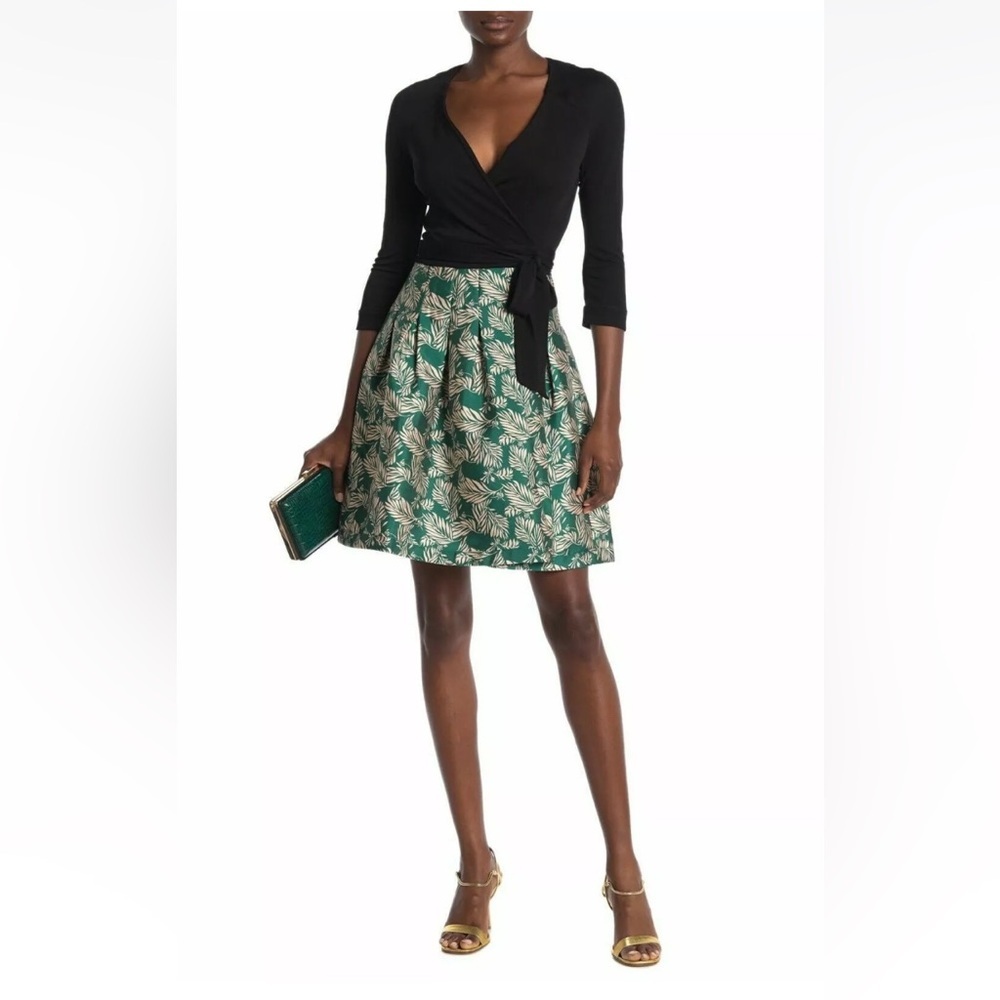 Dvf Diane Von Furstenberg Jewel Wrap Dress Size:12 Arcadia Pine Black Green